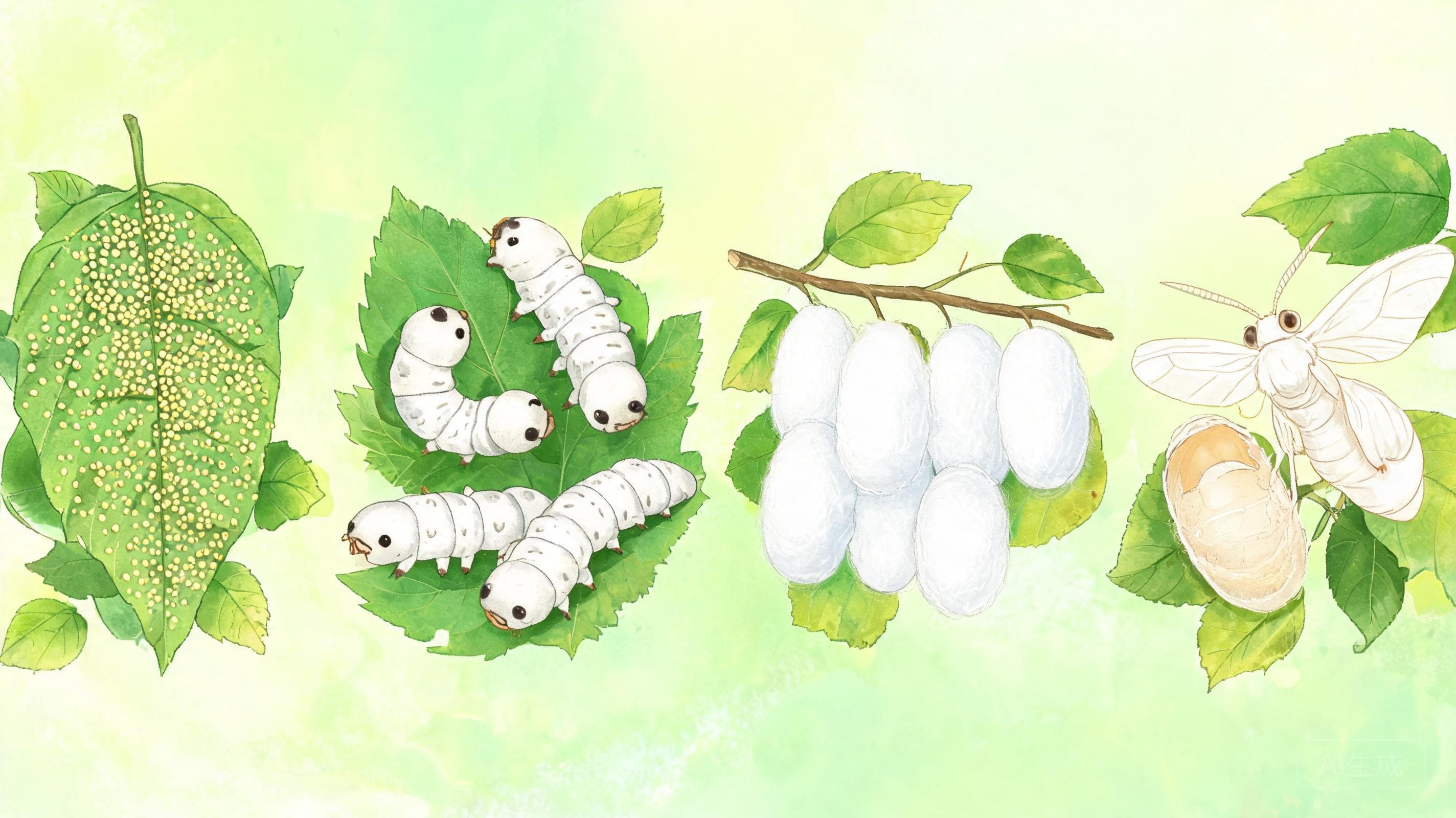蚕的一生主视觉——三十天，见证一次完整的生命轮回——养蚕不是任务，是一场"变形记"的全程直播。