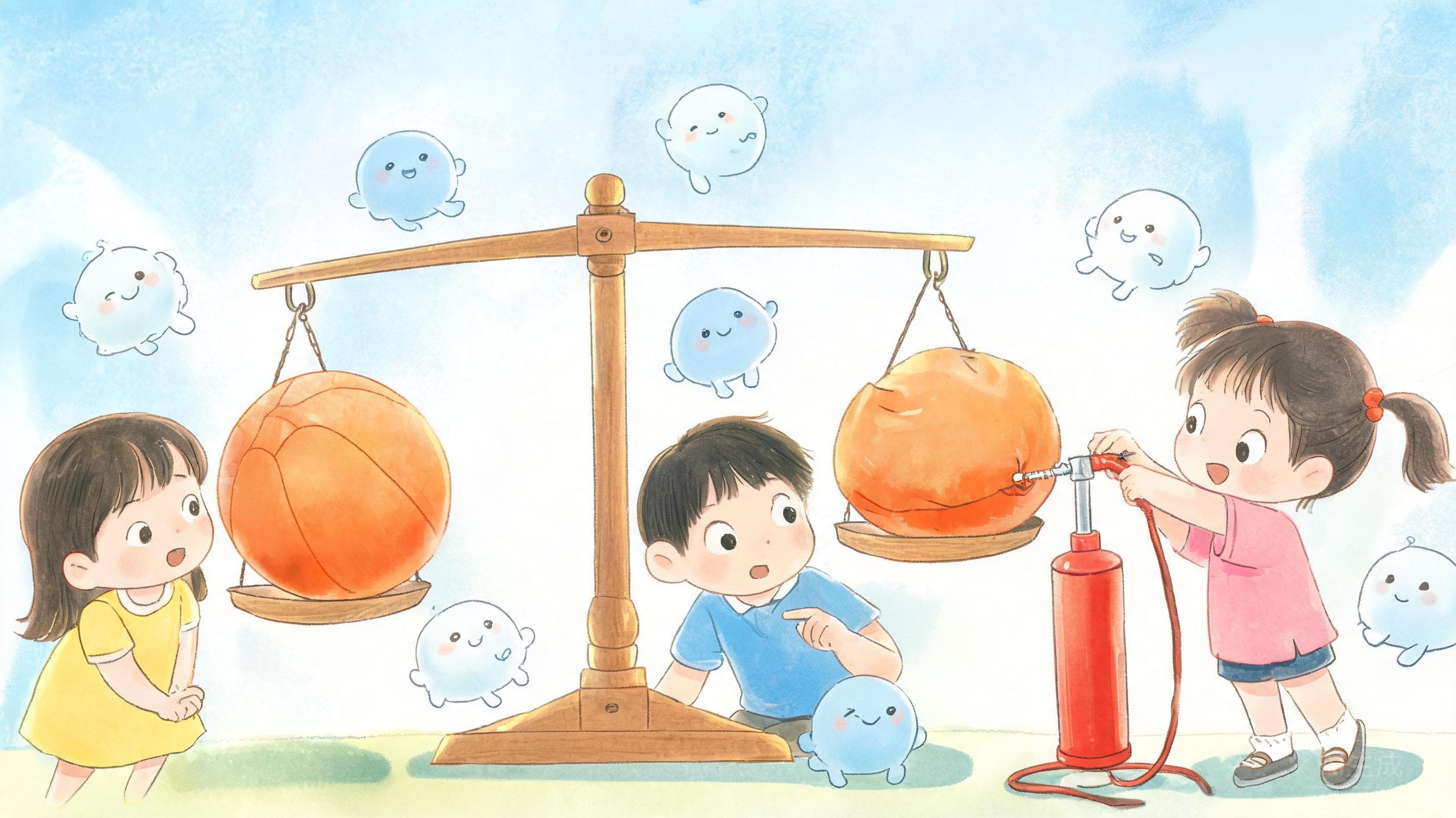 看不见的重量主视觉——空气轻得摸不着——可它真的一无所有吗？给空气称一次重，再让大气压当场"露一手"。
