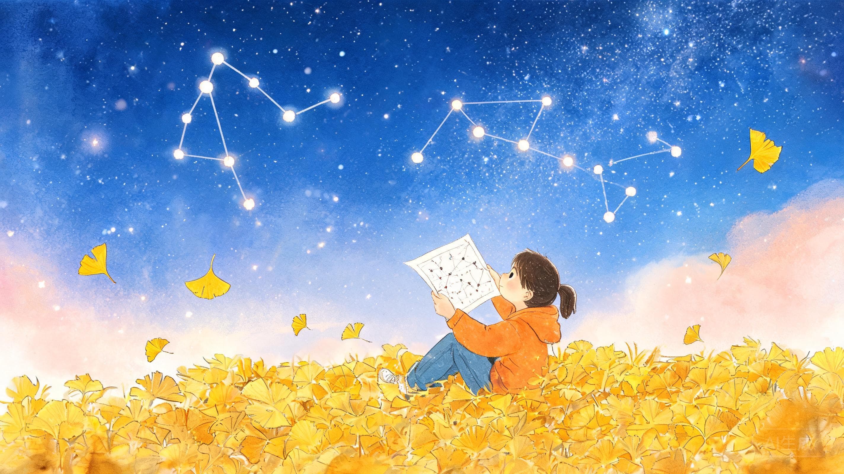秋季星空主视觉——秋天夜空最亮的几颗星，古人给它们起了名字——今晚，轮到你给星星"点名"。