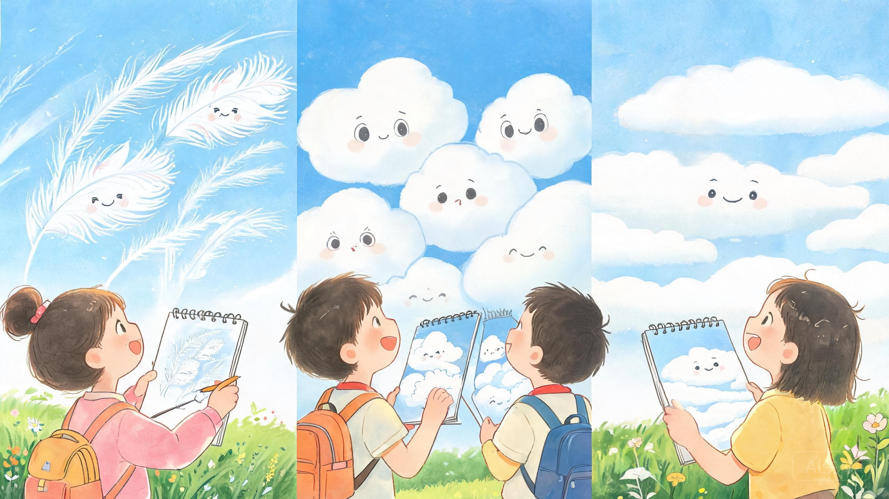 天空的表情包主视觉——天上"棉花糖"和"鱼鳞斑"是天空的表情包——每种云都在广播天气暗号，学会接收它。