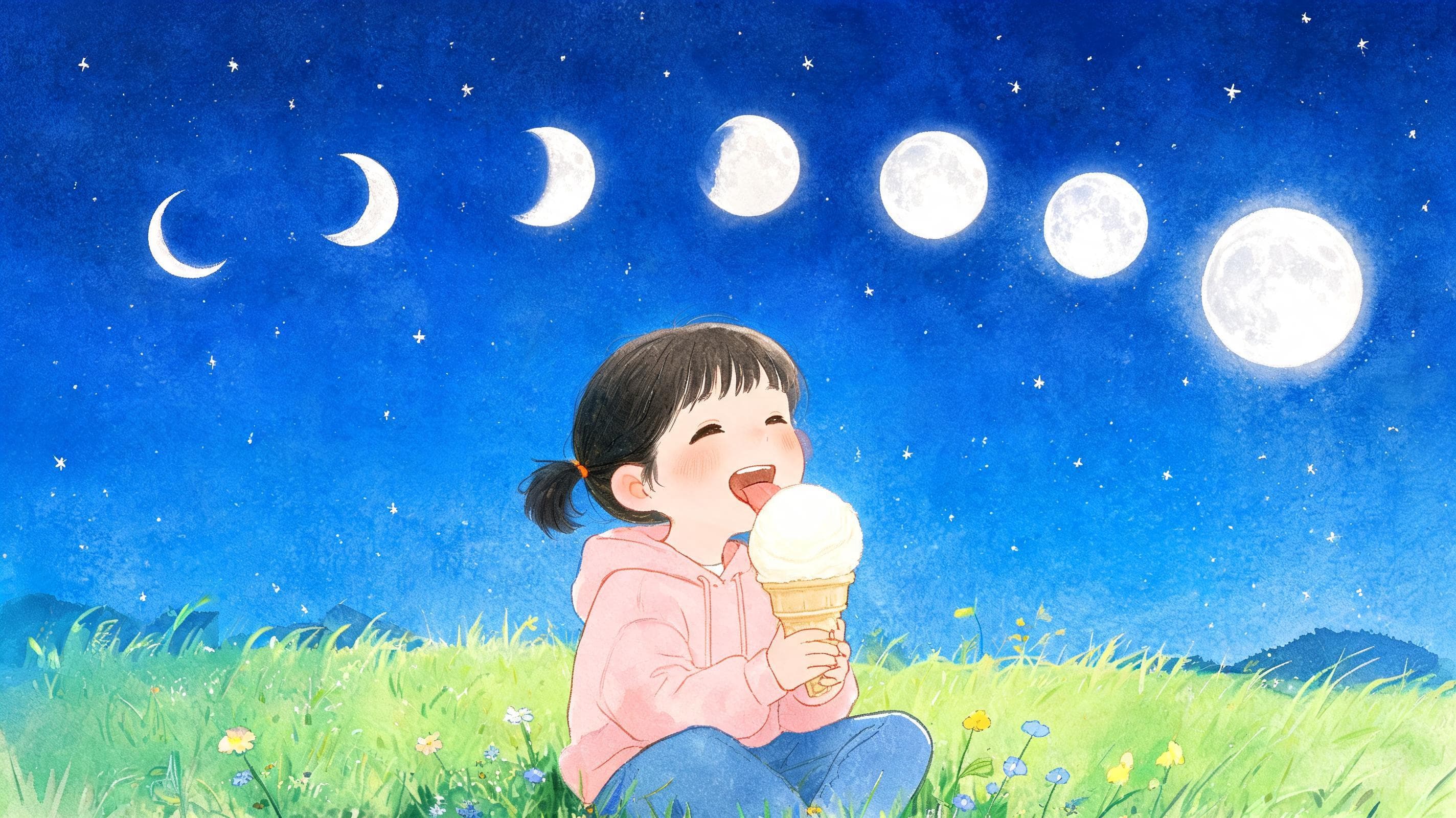 月亮的变脸主视觉——昨晚弯月今晚圆——月亮的"变脸秀"每 29.5 天重播一次，奥利奥饼干能演全剧集。