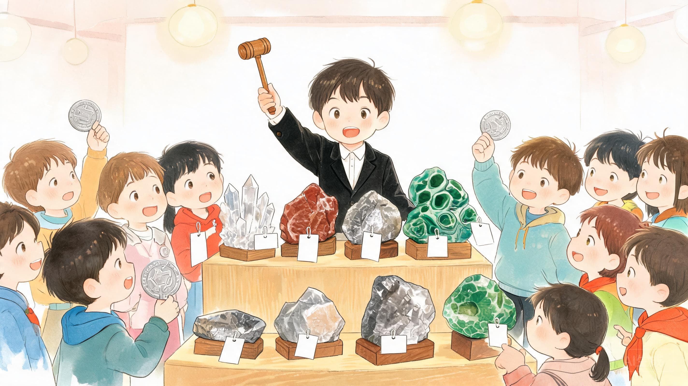 地质策展人主视觉——办一场自己的矿石拍卖会——一学期的标本、图纸与故事,今天全部上槌。