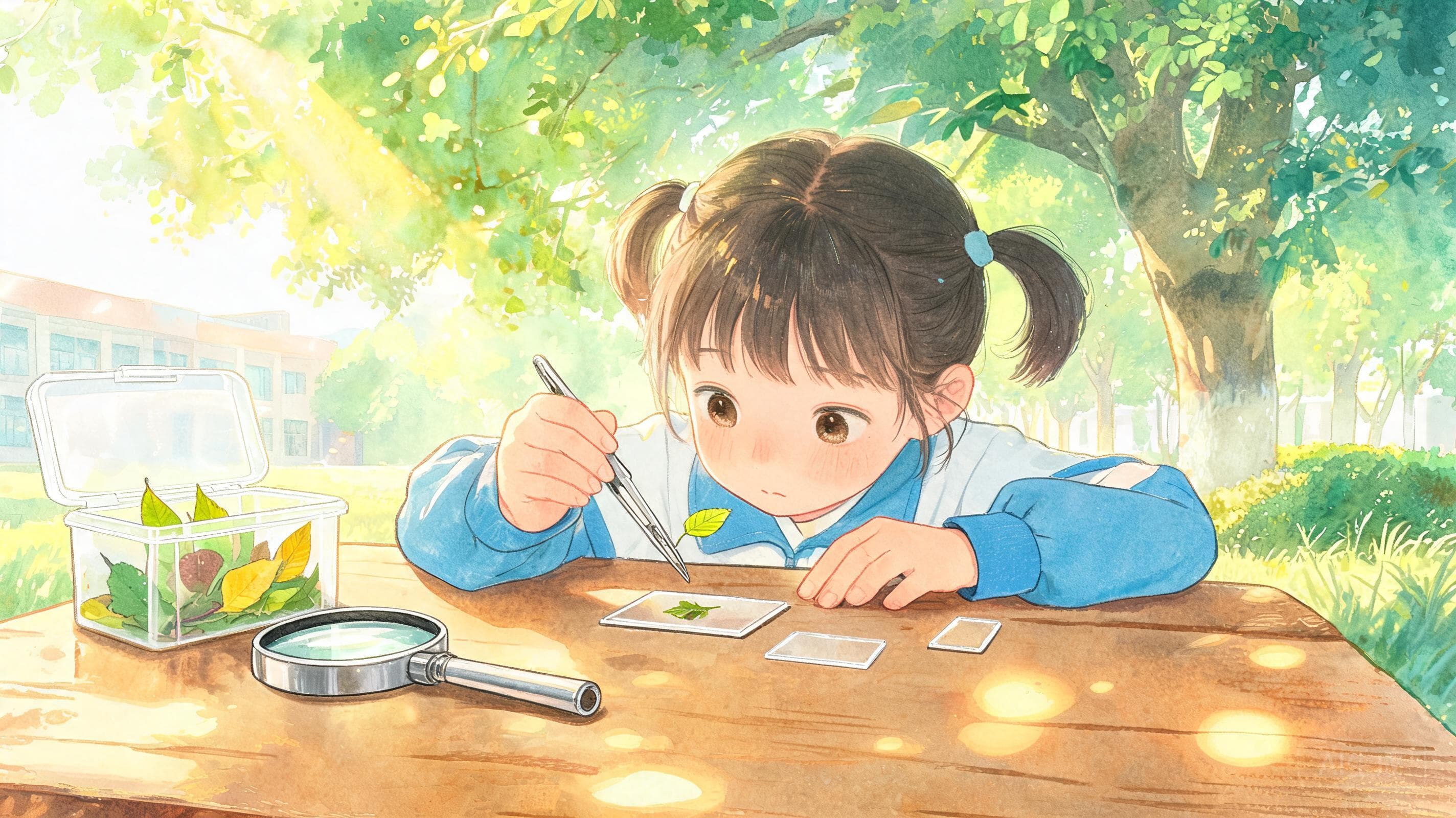 微观世界采集主视觉——一片叶子背面,藏着一座森林。这节课去户外采集叶的微观档案,顺便抓拍植物的"呼吸窗口"。